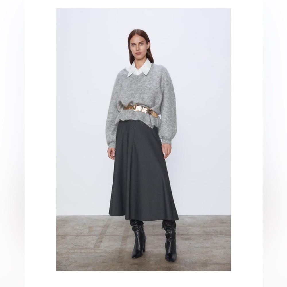 Zara Midi Skirt Gray Women Size Medium